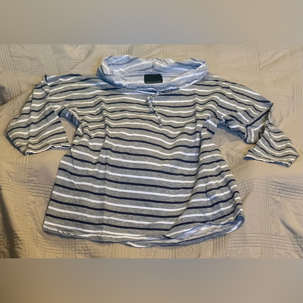 Cynthia Rowley Gray and White Cowl Neck Sweater
